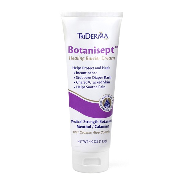 TriDerma Botanisept™ Barrier Cream, Multi-Purpose Moisture Barrier for Incontinence, Diaper Rash, Irritated Skin, Helps Relieve Discomfort and Itching 4 oz