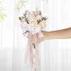 CEWOR Wedding Bouquets for Bride Bridesmaid, White Champagne Artificial Roses