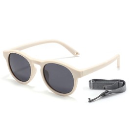 Cysocool Polarized Baby Sunglasses With Strap, 0-36 Months Toddler Anti UV 400 Sun Protection Sunglasses Infant Baby Girls Boys Flexible Frame Shatterproof Glasses Shades Kids Wrap Sunglasses