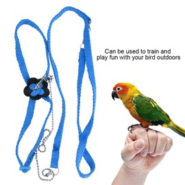 Birds Harness, 1.2M Adjustable Small Birds Harness Leash Anti-bite Birds Belt Outdoor Flying Training Rope(Blue)