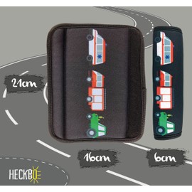 HECKBO 2 x Children's Car Seat Belt Pads with Fire Brigade, Tractor, Ambulance Motif, Seat Belt Pad for Children and Babies, Ideal for Any Strap, Car Seat Raisers, Children's Bicycle Trailer