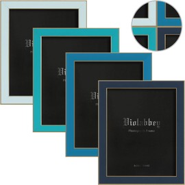 VIOLABBEY 8x10 Picture Frames Set of 4, Colorful Photo Frame of Modern Style, High Definition Tempered Real Glass, Wall Mounted or Tabletop Display (Blue Series)
