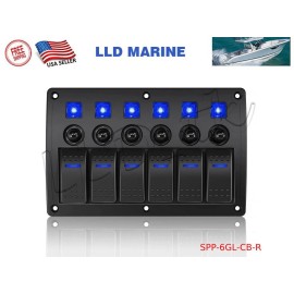 LLD_TK Boat Marine RV Truck Switch Panel 6 Gang Circuit Breaker Toggle Rocker 12V 24V