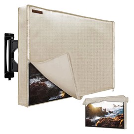 HOMEYA Outdoor TV Cover 48-50 Inches, 600D Heavy Duty Weatherproof TV Enclosure with Front Flap, Waterproof Zipper+Bottom Cover, for Outside LED LCD Flat Screen TVs-Cover Size 46.5''Lx27.5''Hx4.5 W