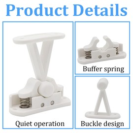 Caravan Door Lock Retainer Catch, Heavy-Duty White Nylon Door Stopper with Stainless Steel Springs, T-Type Holder Clip for RV Camper Boat Motorhome, Static Caravan Accessories
