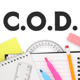 Large Bold COD Stamp Rubber Stamp, Office Accessories, Wood Handle Rubber Stamp, Uses Inking Pad, Larger Size Approx 3/4" x 2-1/4", Made in USA