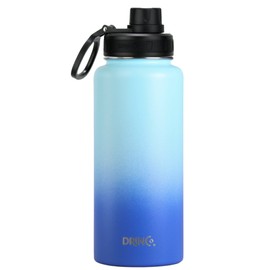 DRINCO Stainless Steel Water Bottle Spout Lid Vacuum Insulated Double Wall Water Bottle Wide Mouth (40oz 32oz 22oz 18oz 14oz) Leak Proof Keeps Cold or Hot (32 oz, 32oz Morning Sky Blue)