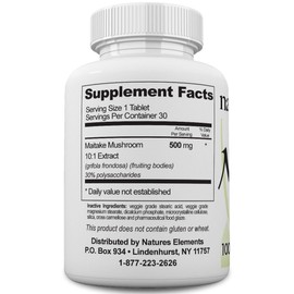 Natures Elements Maitake Mushroom – Pack of 3 – 10:1 Extract – 500mg Tablets – Standardized 30% Polysaccharides – 1 Month Supply Each – 100% Natural, Vegetarian Safe