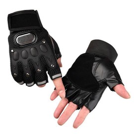 Faxianther Men's Breathable Mesh Cycling Gloves Non-Slip Leather Riding Driving Gloves Mountain Bike Motorcycle Half Finger Gloves Skating Skateboard Exercise Fitness Fingerless Gloves