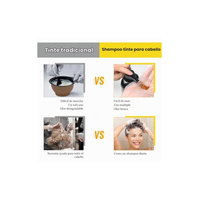 Kingming Champú Teñir Cabello Castaño Oscuro Cubrir Canas Ingredientes Base