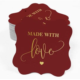 Inkdotpot Real Gold Foil Bracket Shape Paper Hang Tags Made With Love Wedding Favor Tags Pack Of 100