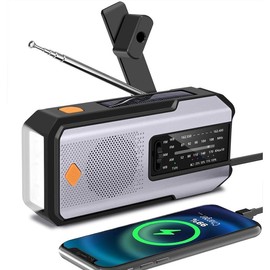Emergency Hand Crank Radio with 3 LED Flashlight, AM/FM/NOAA Portable Weather Radio with Phone Charger, Solar Powered USB Charged Radio for Indoor Outdoor Camping, SOS Alarm (WB01 Silver Grey) - Color: WB01 Pink