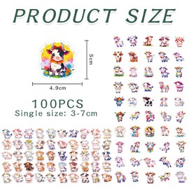CVDYWDJIE 100 Cartoon Cow Stickers, Cute Graffiti Stickers, Funny Kids Stickers, Decoration for Guitars, Notebooks, Luggage
