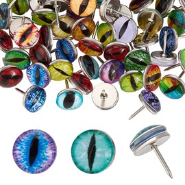 PH PandaHall 100pcs 50 Styles Eye Push Pins Drawing Pins Thumb Tacks Dragon Cat Glass Eye Wall Pin 10mm Decorative Thumbtacks Small Cork Board Pushpin for Map Bulletin Board Calendar Photo Office Home