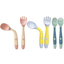 Children's Cutlery from 1 Year, 3 Set Baby Feeding Spoons, Soft Perfect Self-Flexible Learning to Eat Cutlery, for Babies 6 Months and Older Baby Cutlery (Green, Yellow, Pink)