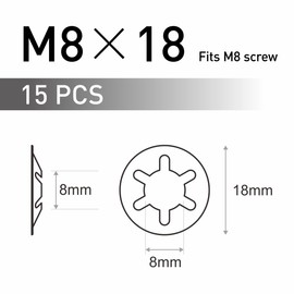 FOMGIIN Pack of 15 M8 Locking Washers, Circlips Clamping Discs Clamping Ring, Inner Tooth Washers Tooth Speed Locking Washers (Black 65 Manganese Steel)