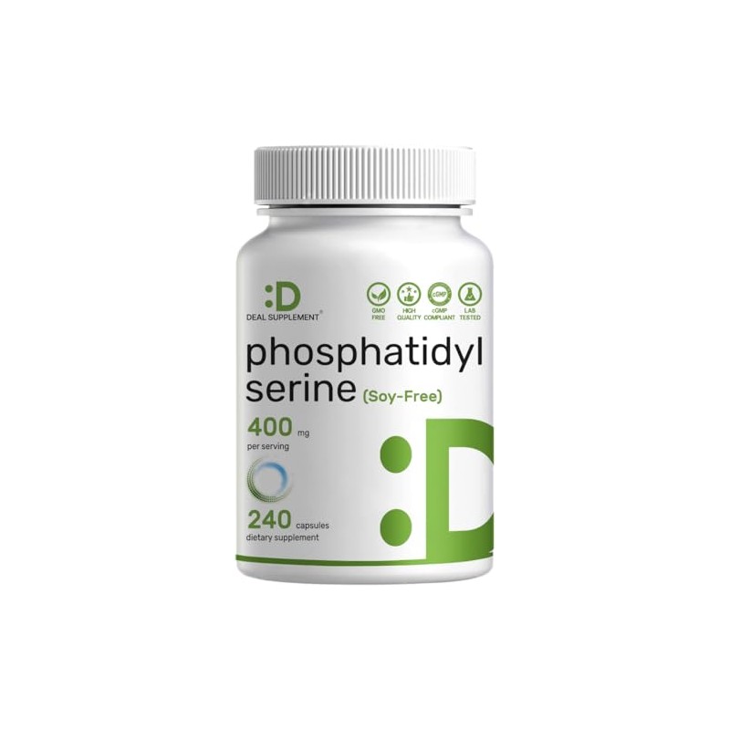 Phosphatidylserine Supplement, 400mg Serving, 240 Capsules – Soy Free Sunflower