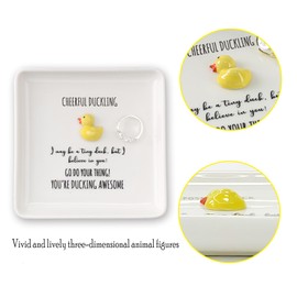 HOME SMILE Duck Ring Dish Tray-Birthday Gifts for Women Friends Mothers Day Graduation Teacher Appreciation Retirement Christmas,Cheer Up Support-You're Ducking Awesome