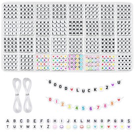 Yostony Pack of 1600 Letter Beads Alphabet Beads for Bracelets, A-Z Letter Beads & Number Beads, DIY Friendship Bracelet Kit with Smile, Star & Heart Beads