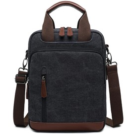 mygreen Mens Bag Messenger Bag Canvas Shoulder Bags Travel Bag Man Purse Crossbody Bags for Work Business Black