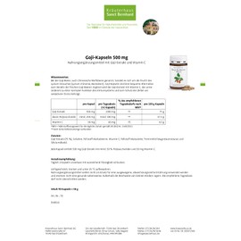 Sanct Bernhard Goji Capsules, 500 mg Goji Extract & Vitamin C, 90 Capsules