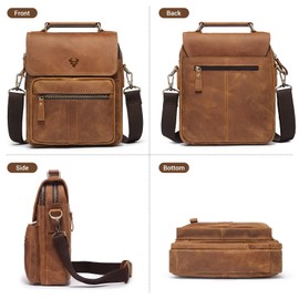 HUMERPAUL Leather Messenger Bag for Men, Small Men Purse Shoulder Crossbody Bags for Work Business Travel