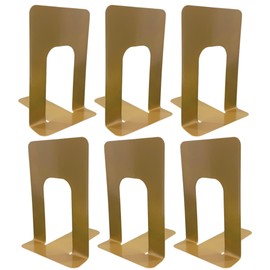 Alessk Gold Book end, Heavy Duty Bookends, Bookends for Shelves, Metal Book Ends for Heavy Books, Decorative Book stoppers, Home Decor or Office, Book Ends for Shelves, Gold 3 Pairs o 6 Pieces.
