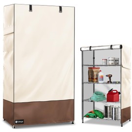 Exokugo Exokugo Wire Shelf Cover,600D Heavy Duty 100% Waterproof Shelf Covers for Wire Shelving,Outdoor Storage Shelves Cover for Metal Rack,36" W x 24" D x 72" H,Beige & Brown