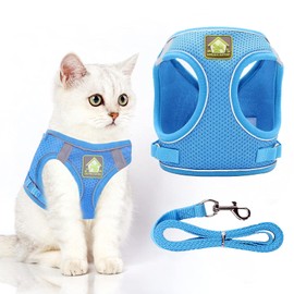 Harness Vest and Leash for Cat Dog: Escape Proof Collar Harness with Lead Set for Kitten Small Puppy, Adjustable Soft Harness with Reflective Strips for Walking