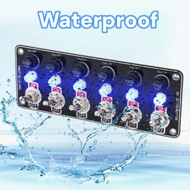 3/6 Gangs Car Rocker Switches Panel 12V/24V Boat Toggle Switch Panel with Light, Waterproof Marine Toggle Switch Panel for Car Boat RV Van Trucks