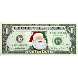 Merrick Mint Santa Claus Stocking Stuffer $1 Bill Original Santa Bucks | Genuine U.S. Santa Currency | with Xmas Red Display Case
