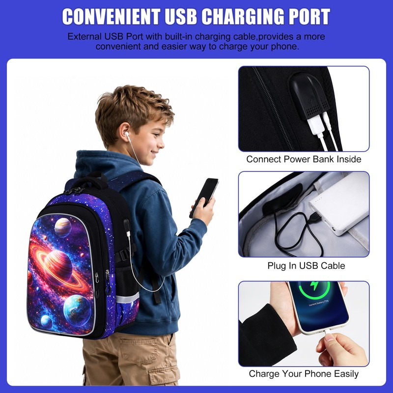 Jafeton Kids Backpack for Boys,3D Reflective Gaming School Backpack with