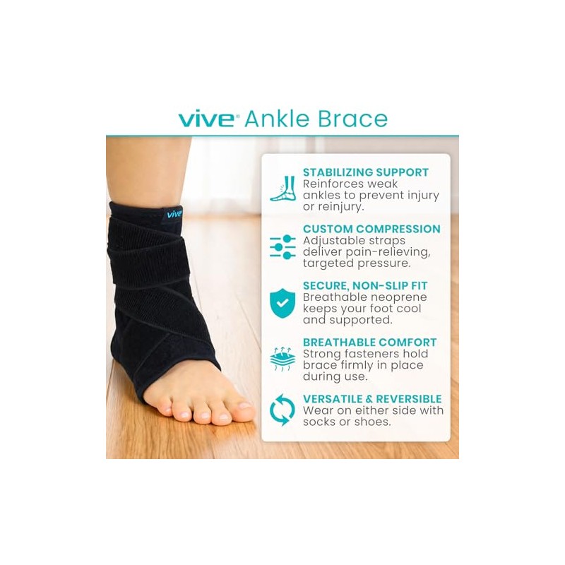 Vive Sprained Ankle Brace for Women, Men - Right or