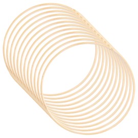 WOPPLXY Pack of 12 Wooden Rings for Crafts, 20 cm Wooden Rings, Macrame, Dream Catcher Rings Made of Bamboo for Wedding Wreath, Wall Hanging, DIY Crafts