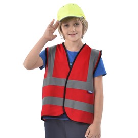 AYKRM Safety vest for children, high visibility vest, reflective safety vest, red