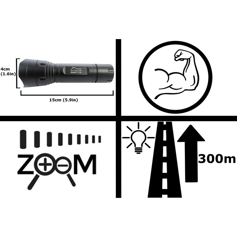 DIY TECH UK - Super Bright LED Torch - 300m