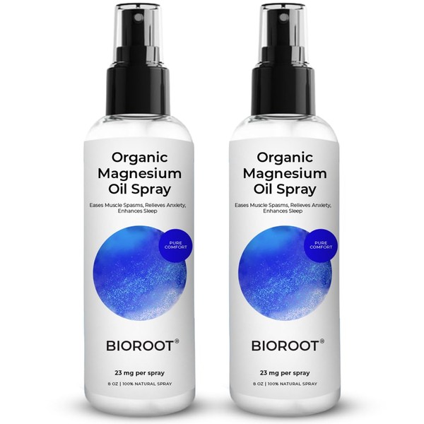 Pure Magnesium Oil Spray 8oz 2 Pack Fast Absorbent, 100%