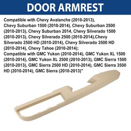 80995 Front-Right Passenger Side Armrest - Repair Compatible with Chevy Silverado Avalanche Tahoe Suburban & GMC Sierra Yukon 2010-2014, Door Release Handle Above Armrest - GM# 84127282 (27In - Tan)