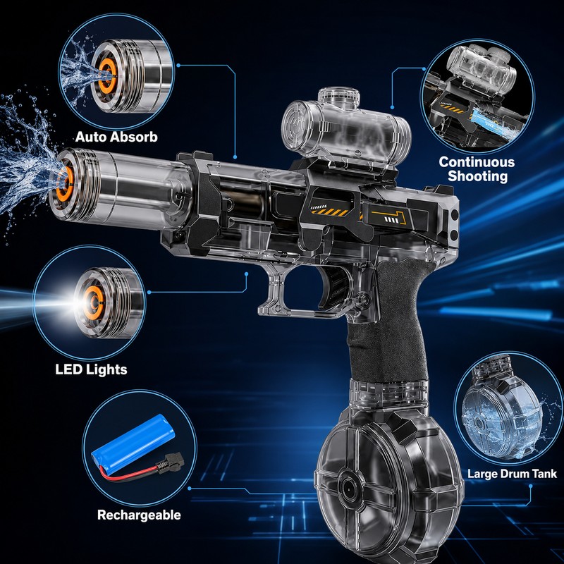 Electric Water Gun for Kids & Teens – Rechargeable Auto-Suction