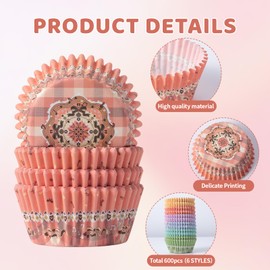 600Pcs Standard Size Cupcake Cases, Disposable Cupcake Baking Liners Cups