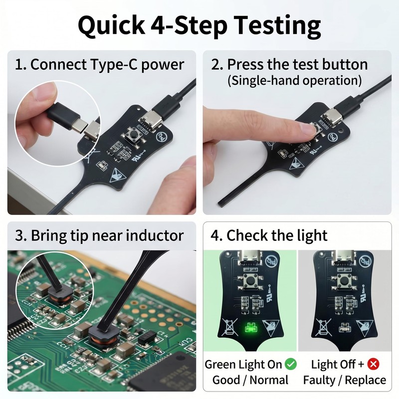 Type-C Inductance Tester Motherboard Coil Tester, in-Circuit Electromagnetic Inductance Tool