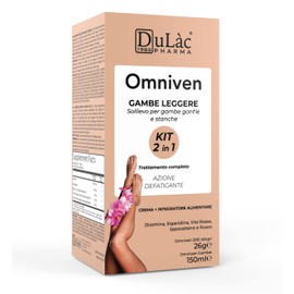 Swollen Legs Treatment Made in Italy Omniven 500 + Omniven Legs, Diosmin + Hesperidin 500 mg, 40 Tablets + Dulàc Leg Cream with Cold Effect