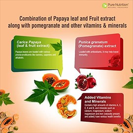 PURENUTRITION ME Pure Nutrition Papaya Complete - 500mg | 60 Veg Cap. Papaya Leaf Extract for Platelets. Carica Papaya Fruit & Leaf Extract. Digestive Enzyme. Non-GMO, Gluten-Free