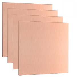 Adrattnay 4-Pack 99.9% Pure Copper Sheets Metal 8" x 8", 24 Gauge Copper Sheets 0.5mm (0.02") with Double-Side Protective Film for Jewelry Making, Crafts, Soldering, Electrical Projects
