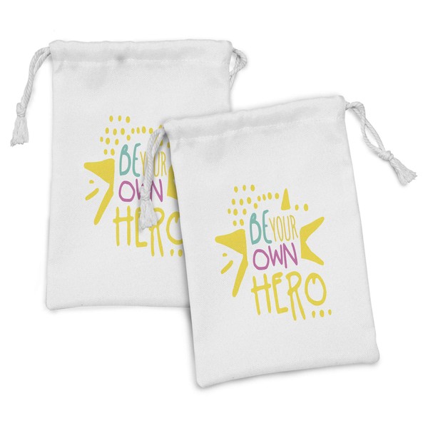 Lunarable Be Your Own Hero Fabric Pouch Set of 2,