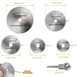 ZOYUBS Slitter Blade, Circular Saw Blade Set, Cutting Disc, Chip Saw, Circular Saw Blade, Cutting Disc, Mini Router, Bit Set, Cutter, Cutting Wheel, Aluminum Cutting, Cutting Disc Diameter (0.9 inch (22 mm, 25 mm, 32 mm, 35 mm, 44 mm), Cutting Saw, Small