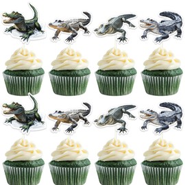 Alligator Party Decoration Crocodile Theme Cupcake Toppers Alligator Theme Table Decorations Reptile Animal Cupcake Toppers for Boy Man Jungle Safari Swamp Reptile Themed Birthday Party Supplies