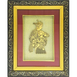 Om Shri Om Gold Leaf Picture in Frames Krishna Radha16 x13