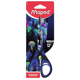 Maped - Schere 16 cm Deepsea Paradise – bequeme Ringe mit weicher Beschichtung – Klingen aus Edelstahl – Scheren für Schule ab 12 Jahren – für College und Schule