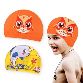 AIYVELU Children's Swimming Cap, Anti-UV Children's Swimming Cap, Protection Non-Slip Handle, Anti-Tear, Non-Strangulate Head, Ear Protection, Suitable for Children, Swimming Place
